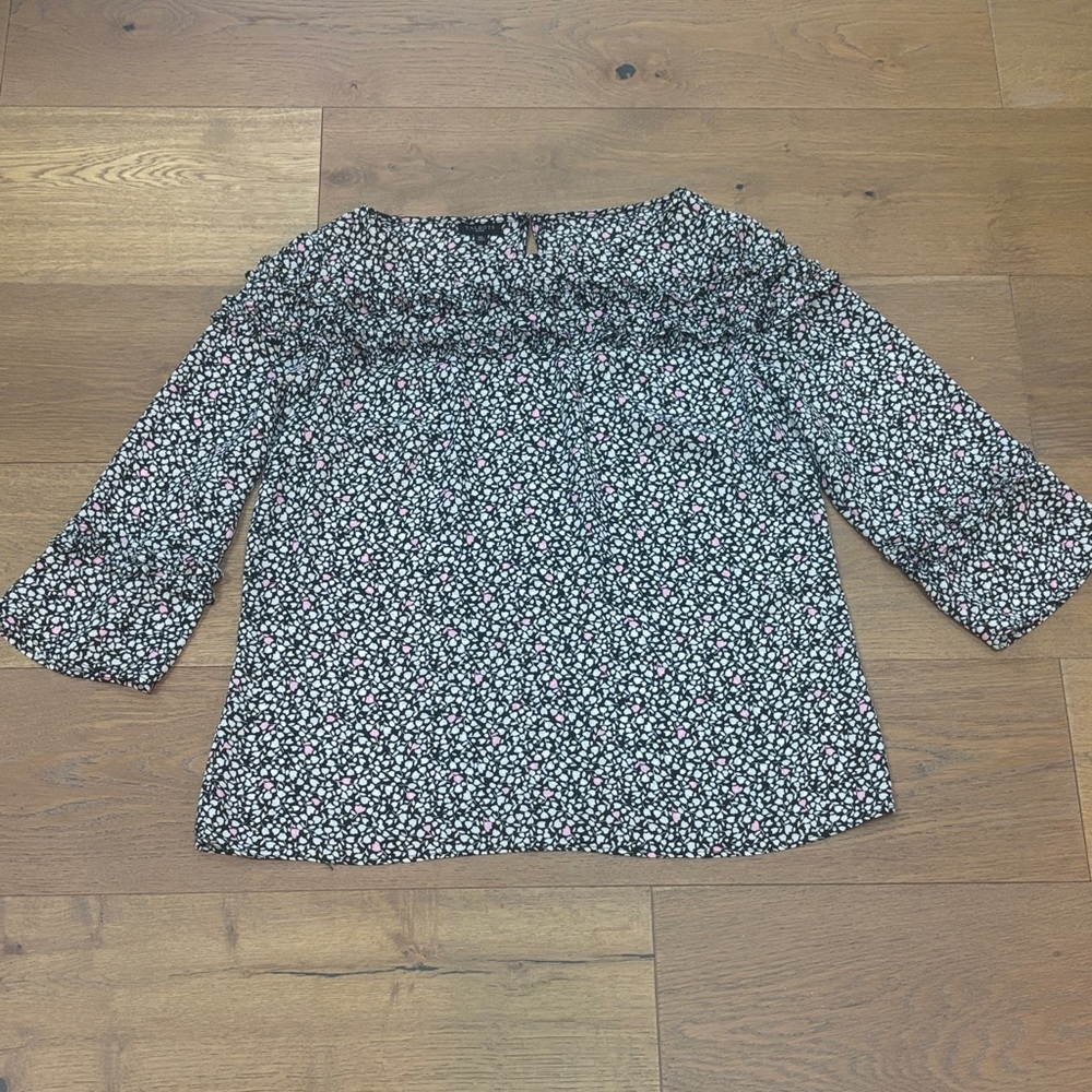 Talbots Floral Blouse - Black and Pink